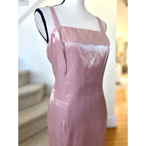 Vintage Y2K Alex Evenings Pink Mauve Iridescent Midi Sheath Gown Sleeveless - Picture 2 of 8
